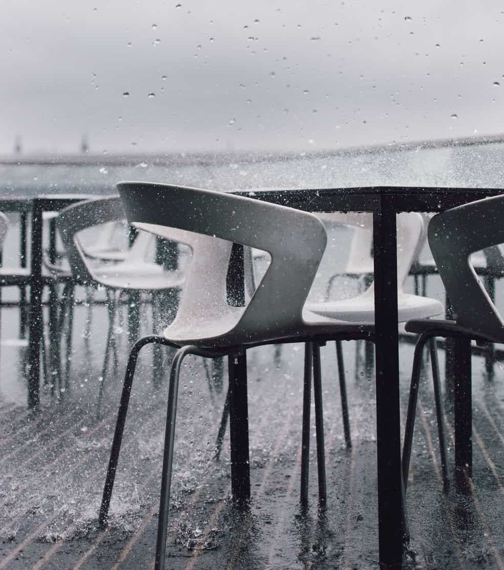 patio furniture in rainy weather