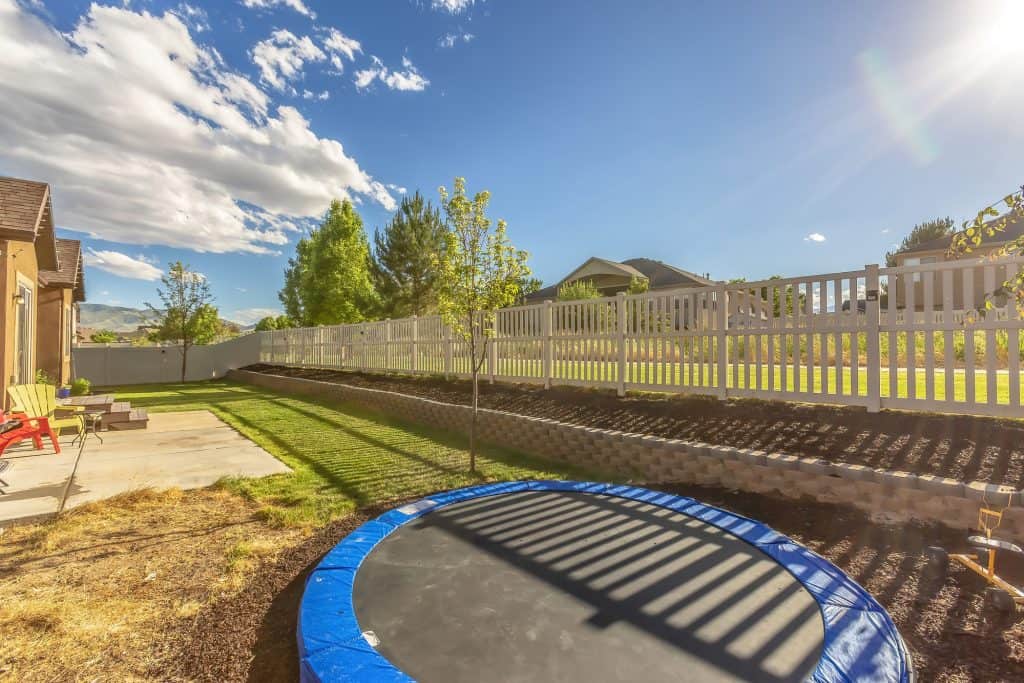 in-ground trampoline at sunset